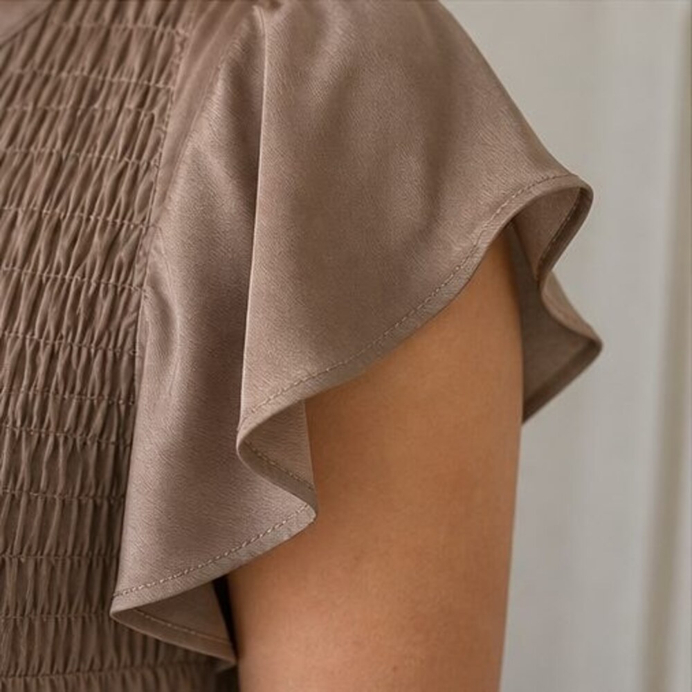Taupe Smocked Top - Picture 5 of 6